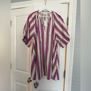NWT BEL KAZAN X ANTHROPOLOGIE PUFF-SLEEVE STRIPED MINI KAFTAN